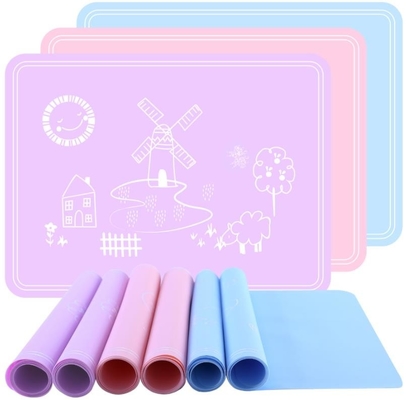 স্কয়ার সিলিকন কিডস পণ্য ম্যাট, সিলিকন Placemat প্লেট রোলযোগ্য