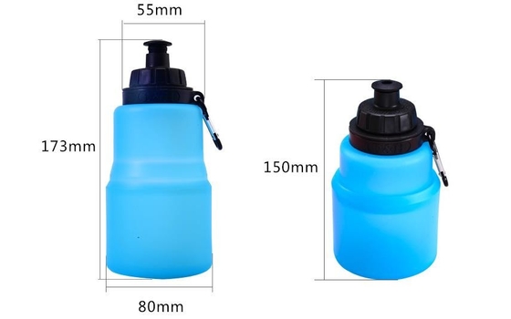 480ML Collapsible সিলিকন খেলা বোতল খাদ্য গ্রেড BPA কাস্টম লোগো সঙ্গে বিনামূল্যে