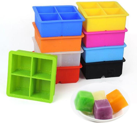 4pcs সিলিকন আইস কিউব ছাঁচ কাস্টম প্রিন্টিং লোগো এবং কাস্টম এমবসড লোগো
